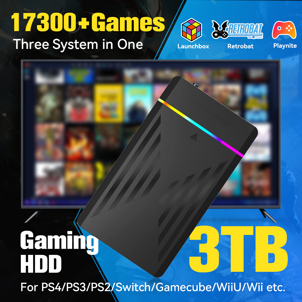 Gaming Console In Chinese - 3TB portátil Gaming HDD LaunchBox/Retrobat/Playnite Retro