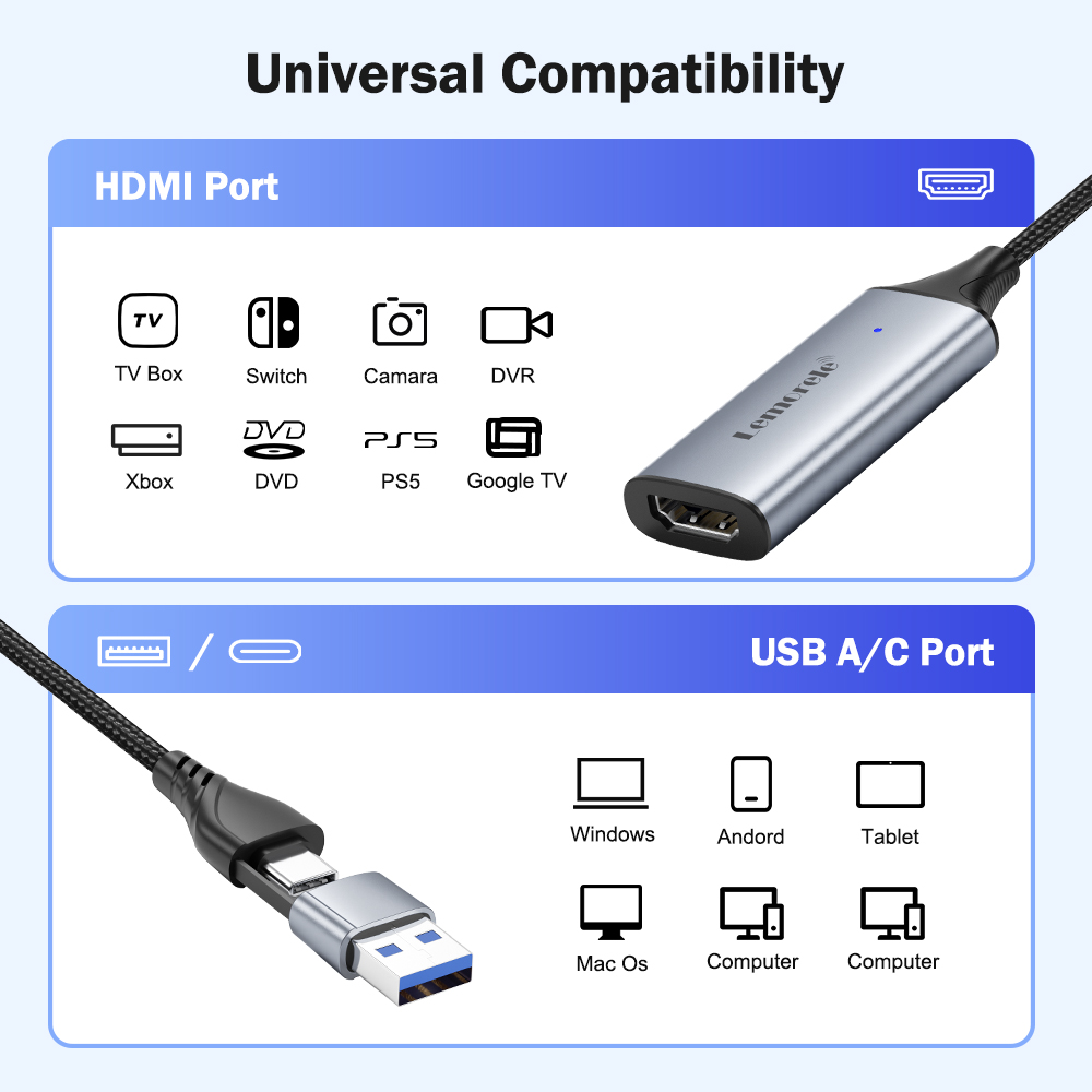 Lemorele usb 2.0 placa de capt - Gaming Console With Phone avaliação e preço