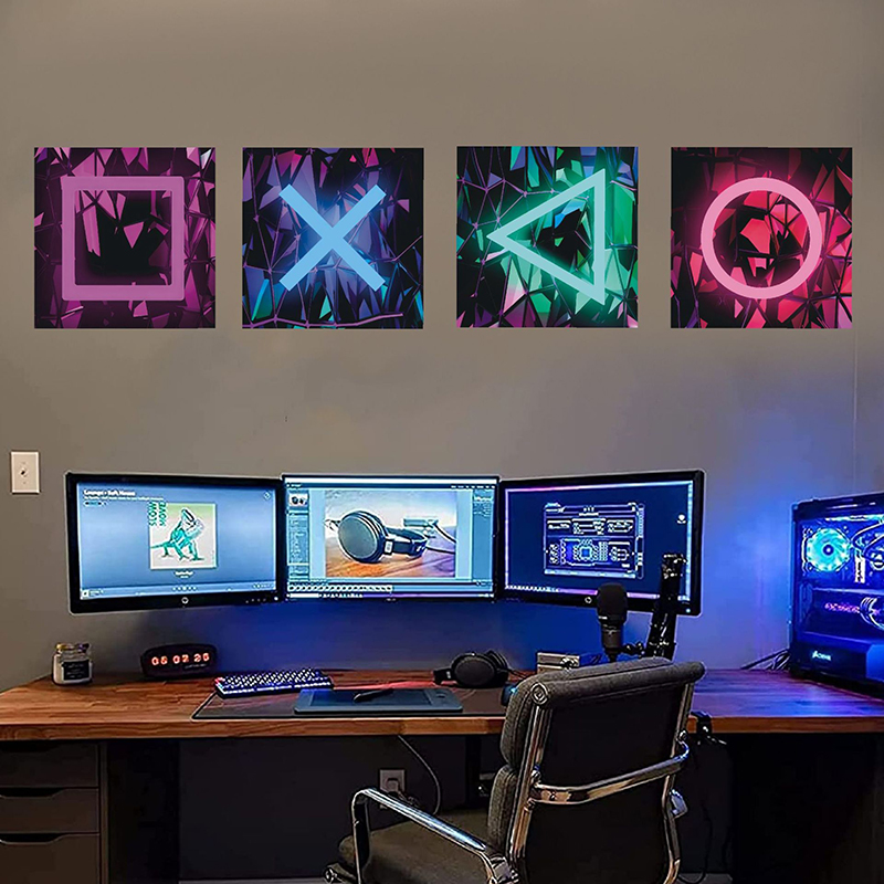4 pçs crianças sala de jogos j - Gaming Console Wallpaper avaliação e preço