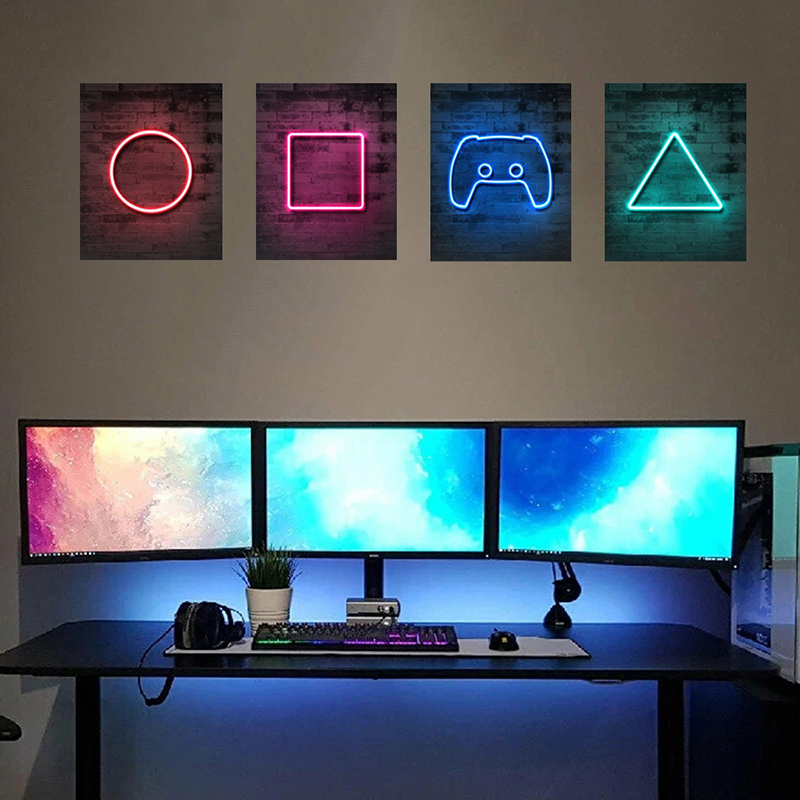 4 pçs crianças sala de jogos j - Gaming Console Wallpaper avaliação e preço