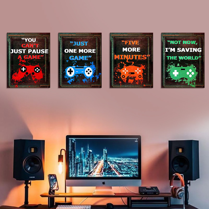 4 pçs crianças sala de jogos j - Gaming Console Wallpaper avaliação e preço